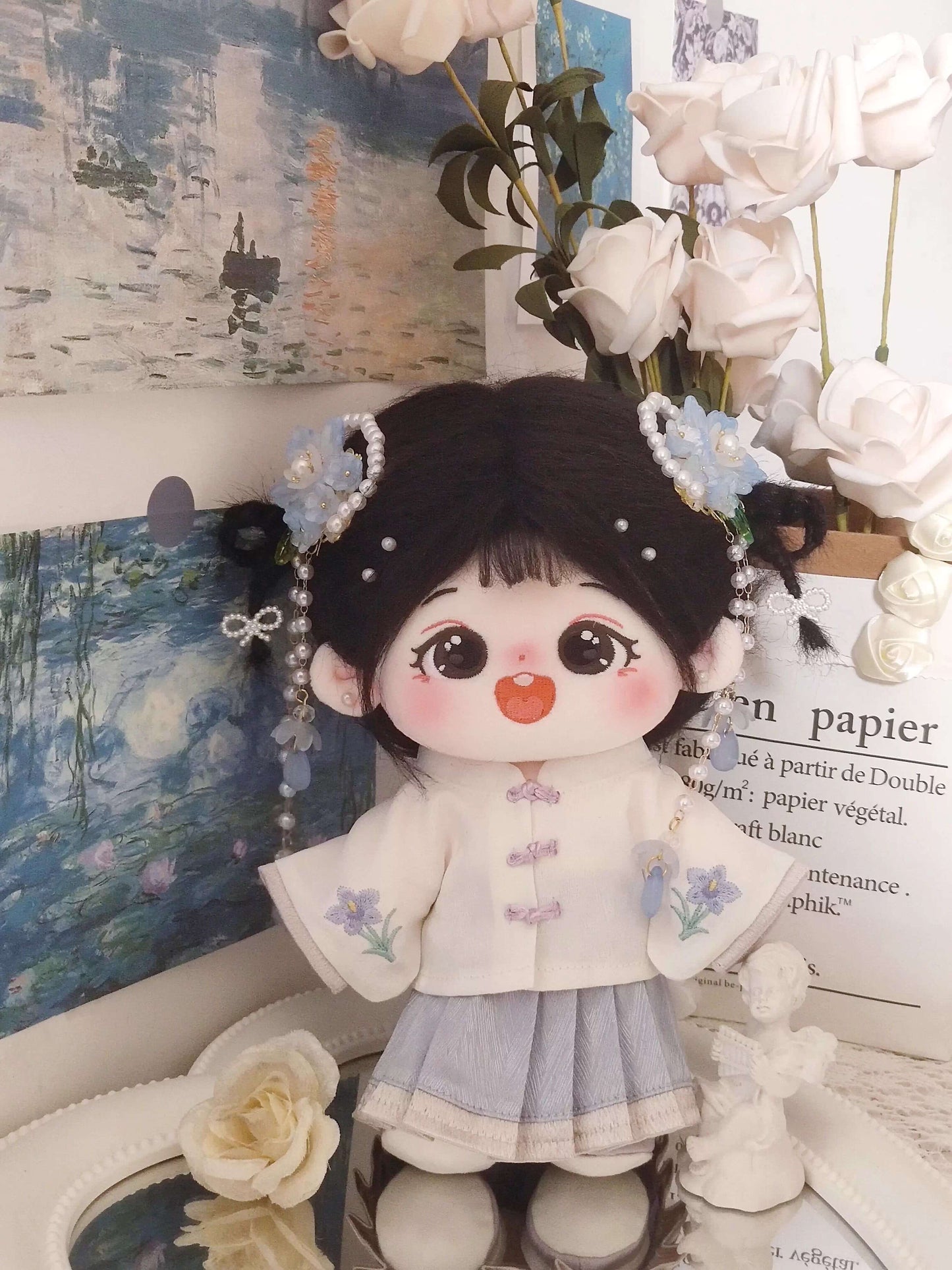 月夜に舞う花園と星雲のドレスセット【20cm】