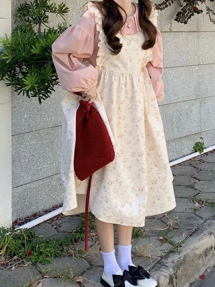 ピュアピンクフリルワンピース