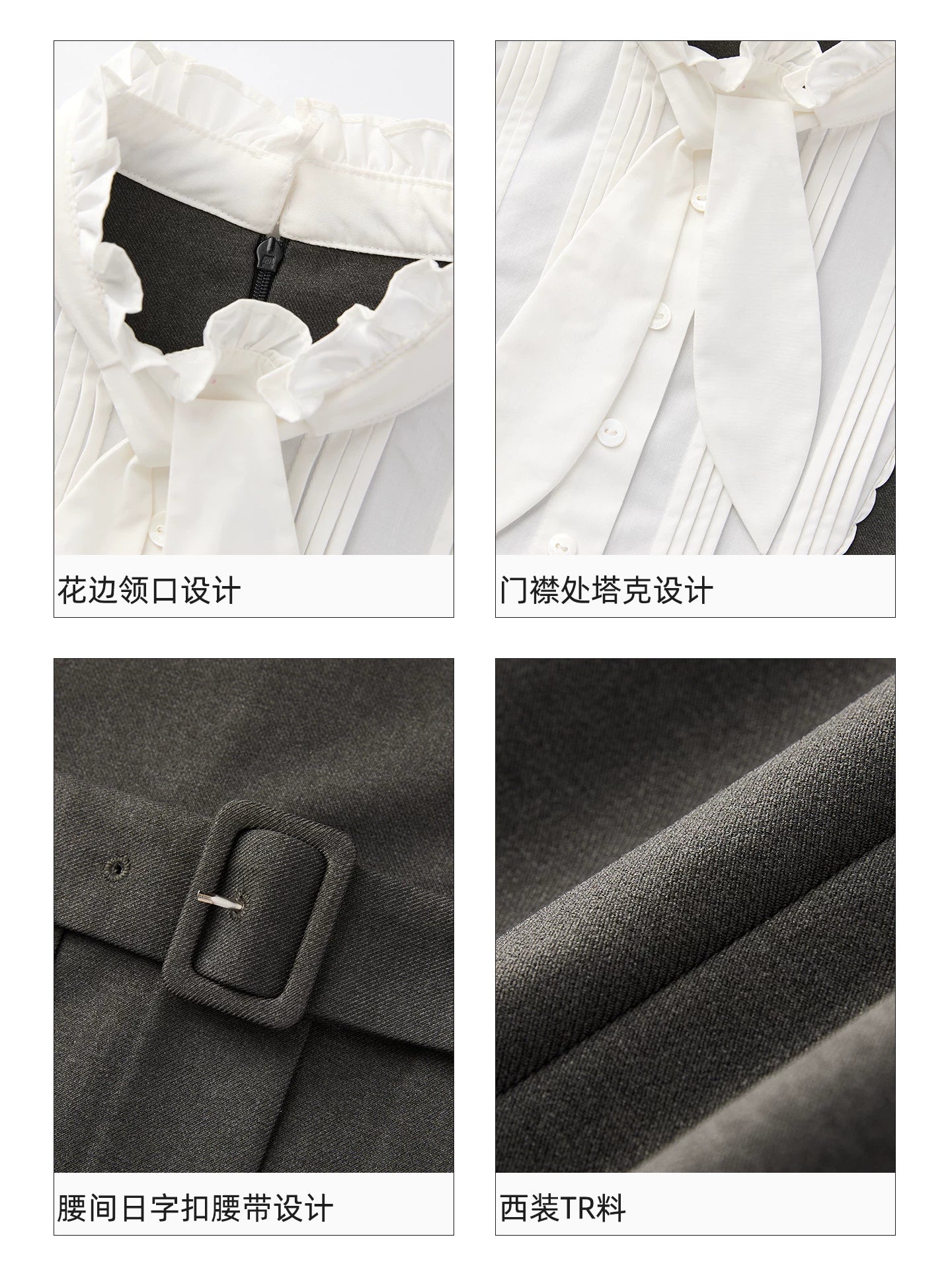 LOLOL "Nara Deer" girl fake two-piece bow lace-up shirt dress women's short skirt pleated skirt