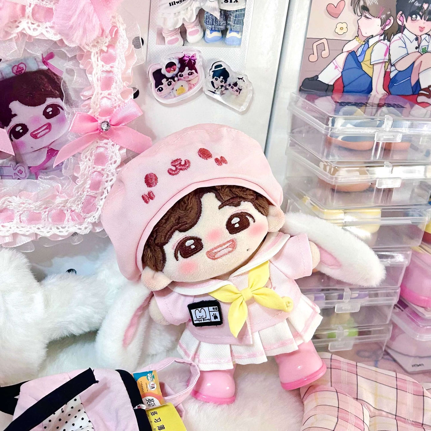 空色ねこと桜色うさぎの園児セット - スカートタイプ【10cm】（全2色）