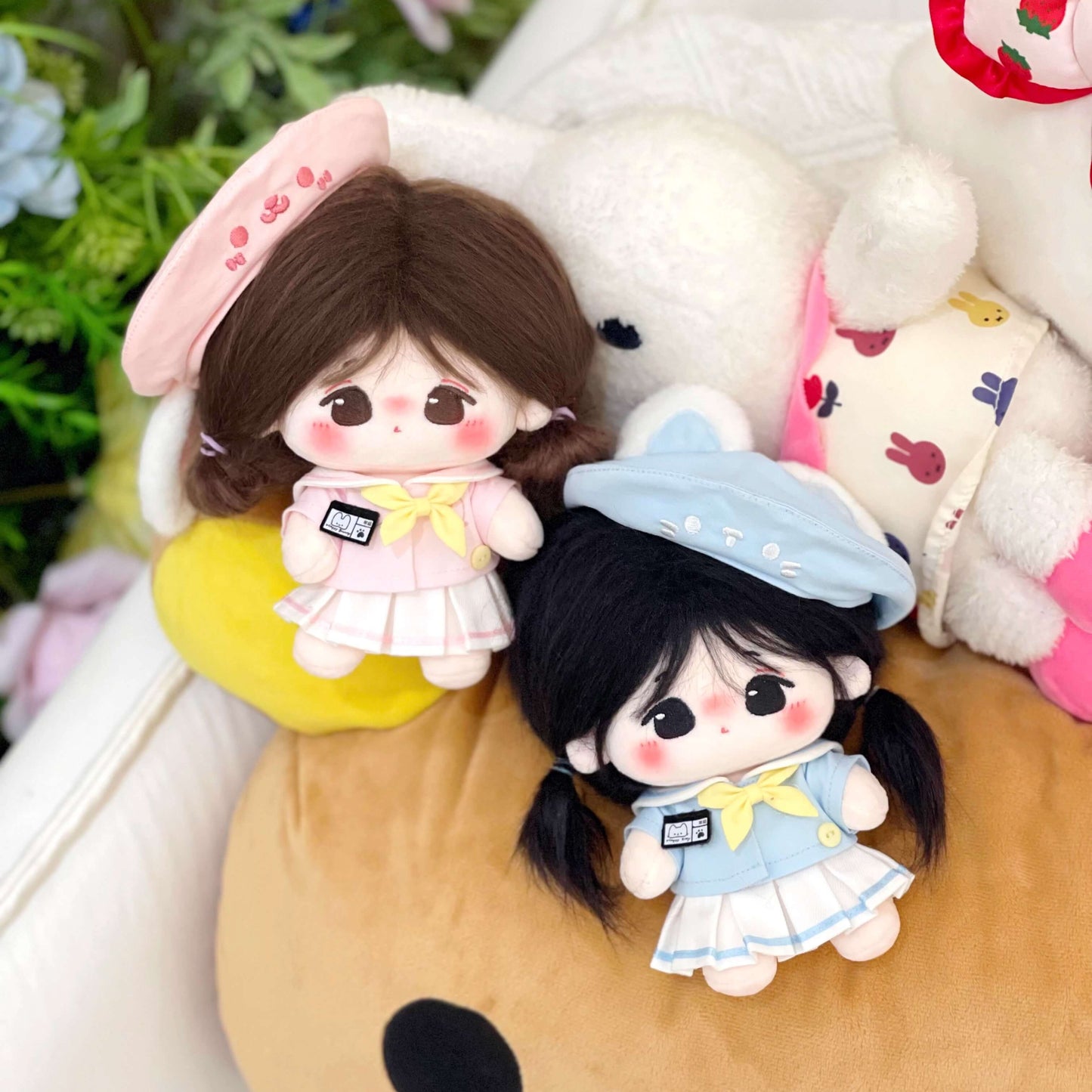 空色ねこと桜色うさぎの園児セット - スカートタイプ【10cm】（全2色）