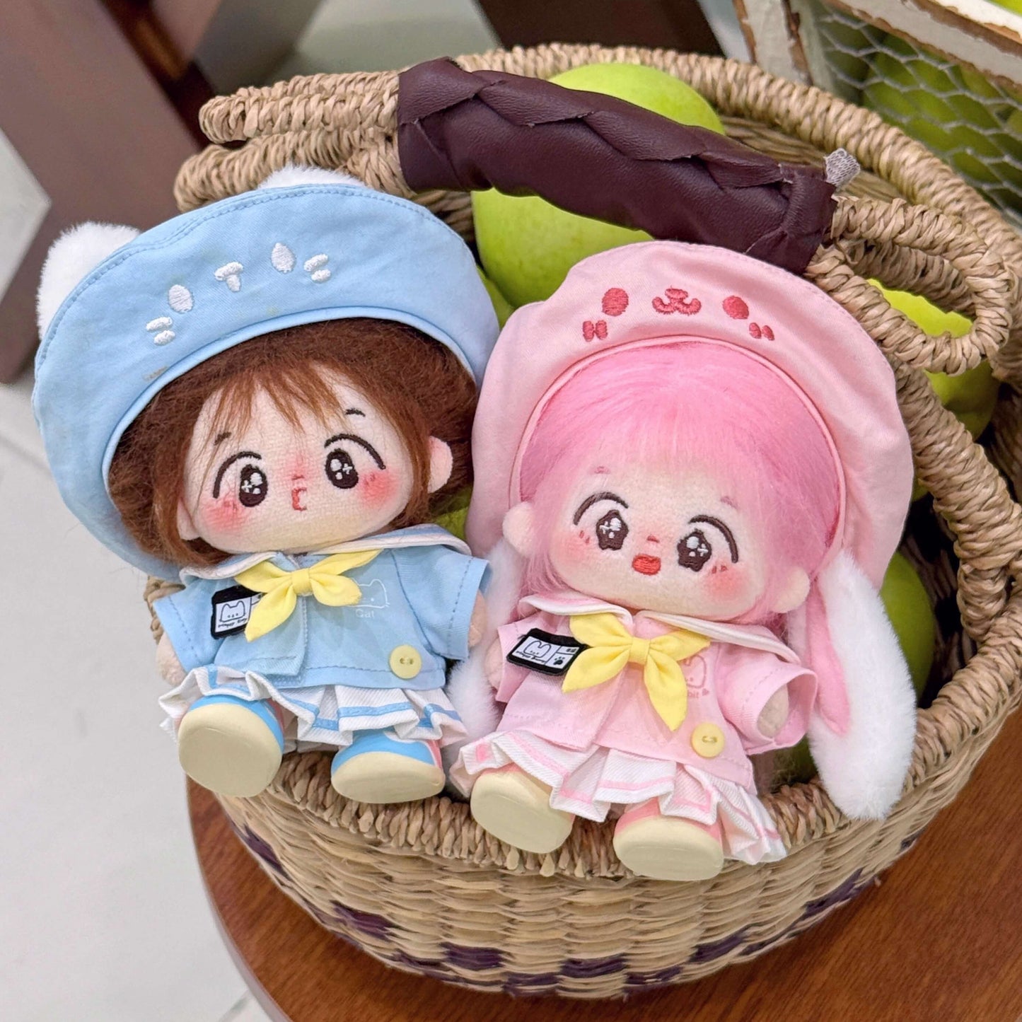 空色ねこと桜色うさぎの園児セット - スカートタイプ【10cm】（全2色）