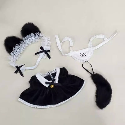 ふわもこ黒猫のメイド服セット【20cm】