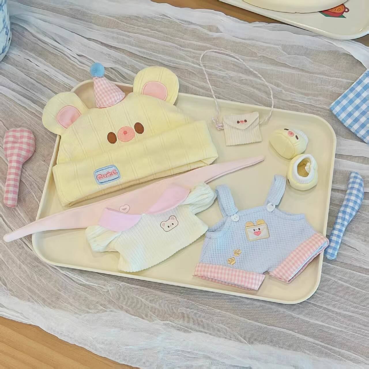くまさんパーティーの夢色オーバーオールセット【20cm】