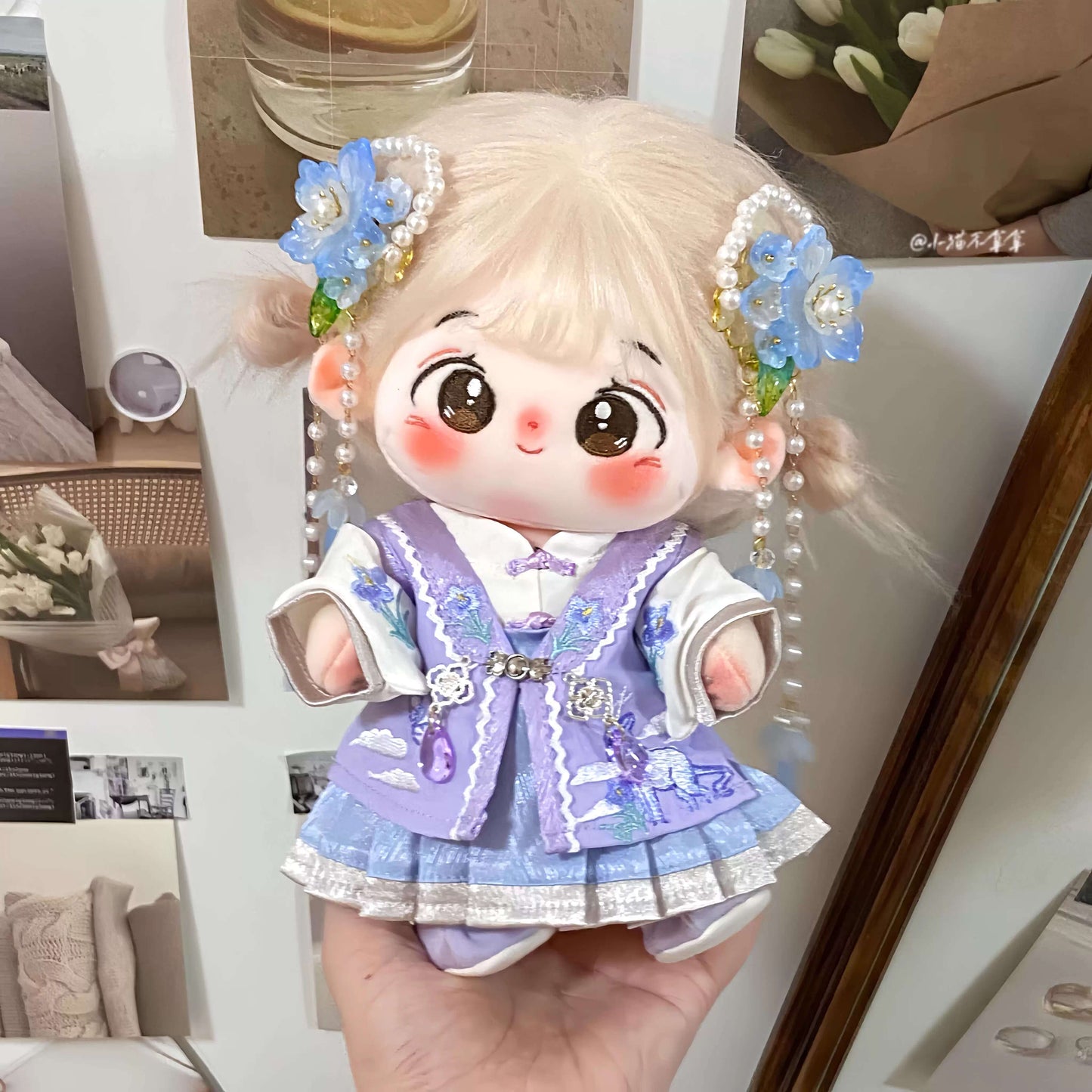 月夜に舞う花園と星雲のドレスセット【20cm】