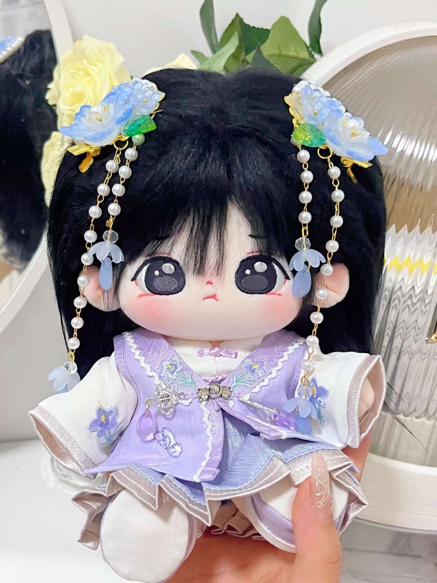 月夜に舞う花園と星雲のドレスセット【20cm】